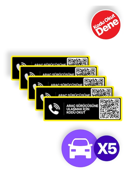 Meo 5'li Paket - Numarasız Numaratör - Qr Kodlu Araç Numaratörü - Araç İçi Park Telefon Numarası Yatay Etiket 001