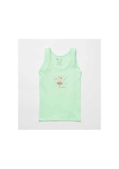 Natuline Kız Çocuk Sweet Rabbit Likralı 2'li Atlet 5001-2 Çok Renkli