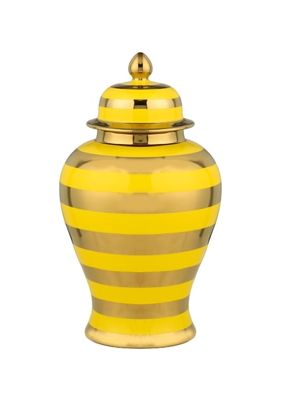 Vitale Dory Çizgili Vazo Sarı Gold 12x19x32 Cm Ak.wlt0622
