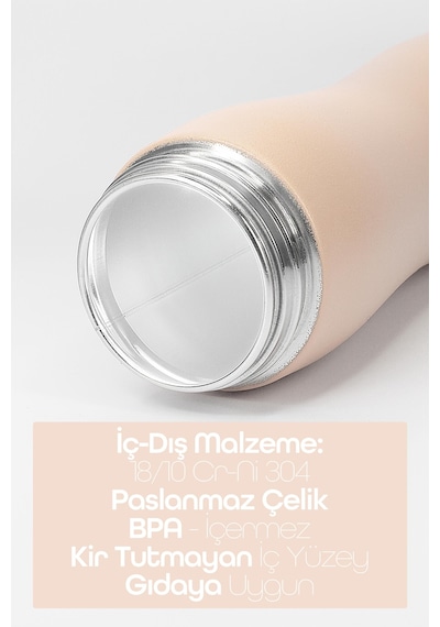 Paslanmaz 304 Çelik Matara Pipetli Motivasyon Matarası Suluğu 304 Çelik Suluk Pembe 750 Ml 1156 Pembe