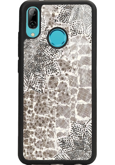 Huawei P20 Lite Taşlı Yaprak Tasarımlı Glossy Telefon Kılıfı Çok Renkli