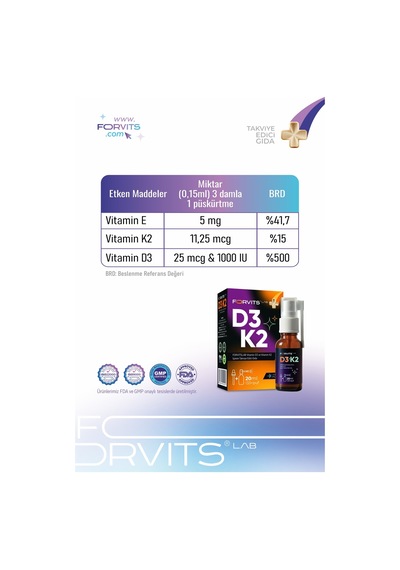 Vitamin D3k2 Sprey 20ml