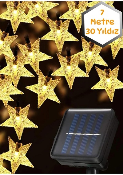 7 Metre 30 Yıldız Solar Led Işık Güneş Enerjili Dış Mekan Dekoratif Aydınlatma Diğer