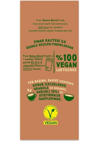Pınar Nature Blend Bitkisel Bazlı Fındık İçeceği 1 Lt X 6 Adet