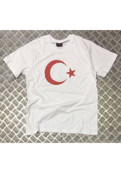 Stoned&Fame Unisex Beyaz Ay Yıldız Baskılı T-shirt Beyaz