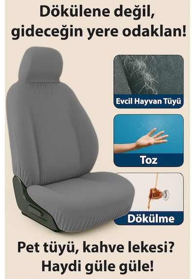 Arac İcinde Estetik Ve Rahatlik Arayanlara Universal İle Uyumlu Oto Koltuk Kilifi Tavsiyemizdir Gri