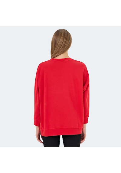 Slazenger VIKENTI SW Oversize Kadın Cepli Oversıze Kırmızı Sweatshirt