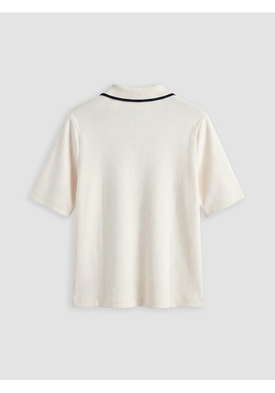 Lcw Everyday Ekru Polo Yaka Soft Touch Kadın Tişört