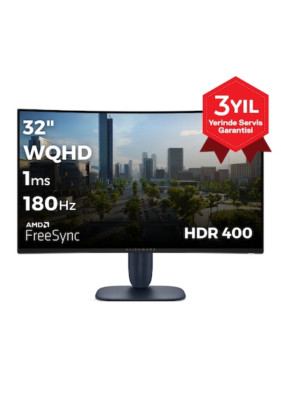 Dell Alienware AW3225DM 32 2560x1440 WQHD 180Hz 1ms HDMI DP HDR 400 FreeSync Curved Gaming Monitör