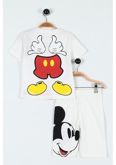 Lolliboomkids Yeni Sezon Unisex Beyaz Renk Üzeri Mickey Baskılı Sırt Detaylı Tshirt Şort Alt Üst Takım Beyaz