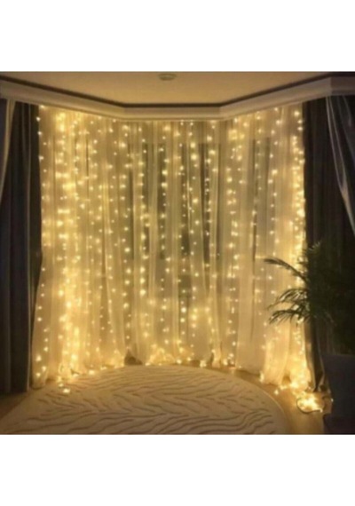 8 Fonksıyonlu 300 Ledli Perde Led Sarkıt Led 3x3 M Gün Işığı