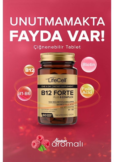 Lifecell Vitamin B12 1000 Mcg Metilkobalamin B Kompleks 60 Çiğneme Tablet
