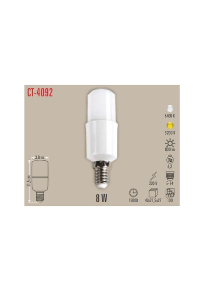 Ct-4092 Kapsül Ampul Beyaz Işık 6400k 8w 10 Adet