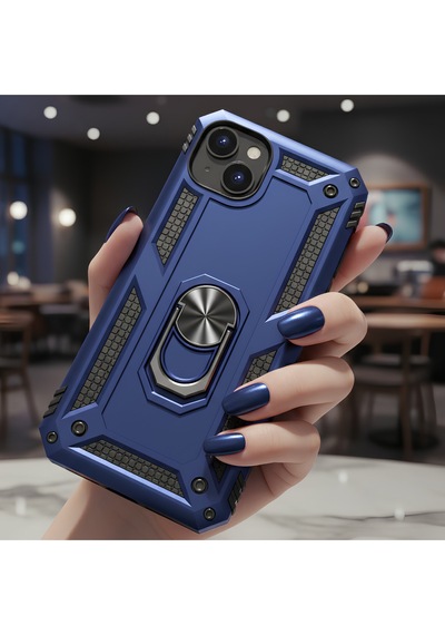 Apple Uyumlu iPhone 15 Kılıf Yüzüklü Stand Olabilen Magnetic Tpu Tank Kapak