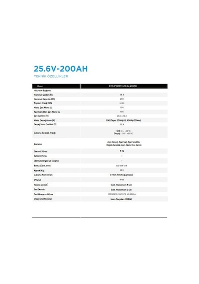 Tommatech Marine 25.6v 200ah Lifepo4 Abs+pc Kasa Lityum Batarya