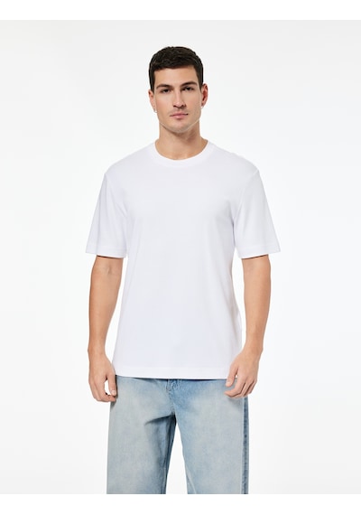 Koton Regular Fit Kısa Kollu Pamuklu Bisiklet Yaka Tişört Ekru 6sam10021mk Ekru