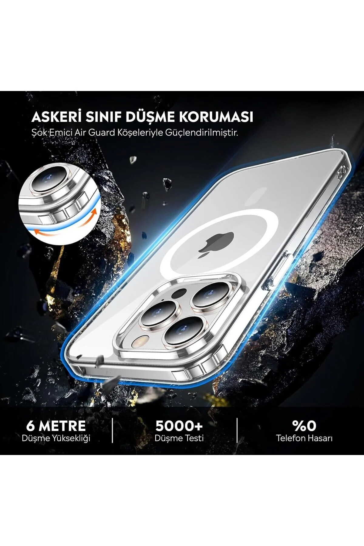 İphone 17 Pro Max Şeffaf Magsafe Uyumlu Kılıf Darbeye Dayanıklı Şeffaf Telefon Kılıfı Kamera Koruyucu İnce Ve Şık Tasarım Seffaf