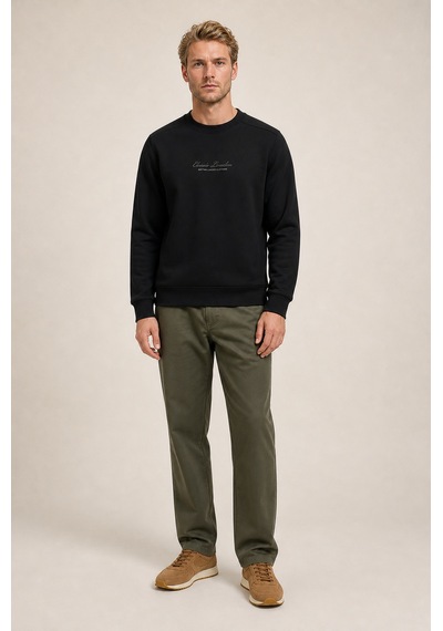 Redline Clavin Erkek Regular Fit Yeni Sezon Pamuklu Sweatshirt Siyah