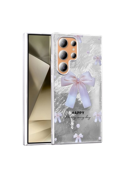 Galaxy Uyumlu S24 Ultra Kılıf Desenli Zore Mep Kapak İncili Fiyonk