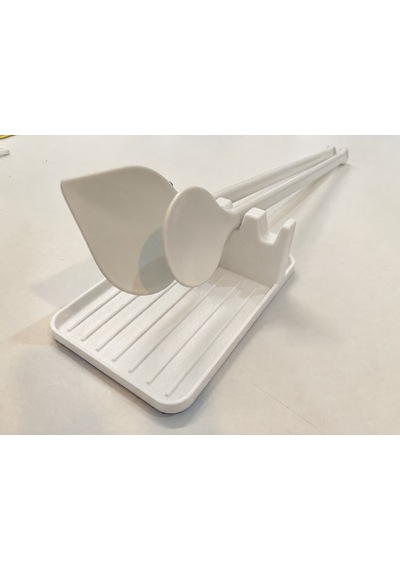 3d Baskı Çoklu Kaşık Ve Kepçe Dinlendirme Standı Damlama Tepsili Mutfak Düzenleyici Beyaz