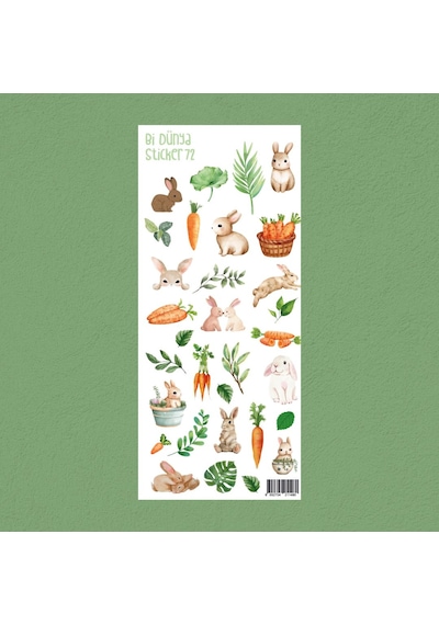 M72 Küçük Tavşan Sticker Seti Çok Renkli