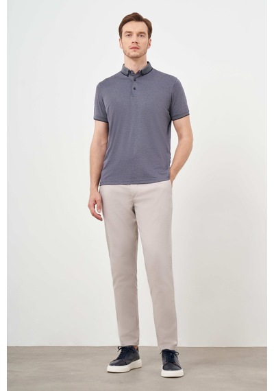Morven Erkek Füme Trend Merserize Düz Düğmeli Yaka Dynamic Fit T-shirt 24ys018011050 Füme