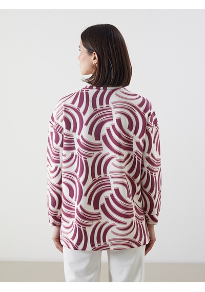 Lcw Modest Pembe Desenli Oversize Kadın Sweatshirt Tunik