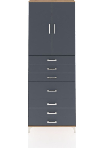 Arges Dolap 3 Raflı 7 Çekmeceli 2 Kapaklı 88x30x243 Çam-antrasit Çam