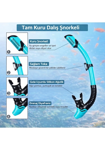 Yetişkinler İçin 3 İn 1 Profesyonel Dalış Seti Palet Gözlük Şnorkel Seti Dalış Yüzme Ekipmanı Pembe