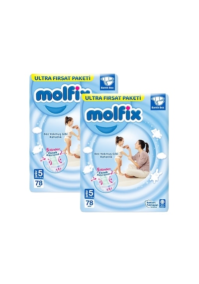Molfix Bebek Bezi 5 Numara Junior Ultra Fırsat Paketi 2 x 78 Adet 2'li