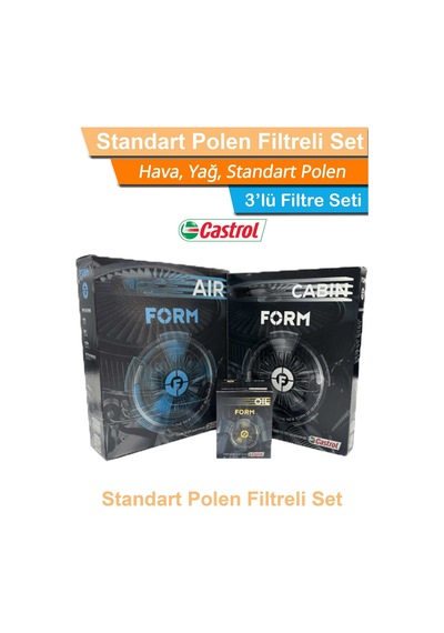 Vw Cc 2.0 Tdı Dizel Castrol Form Filtre Bakım Seti 2009-2014 Hava+yağ+standart Polen