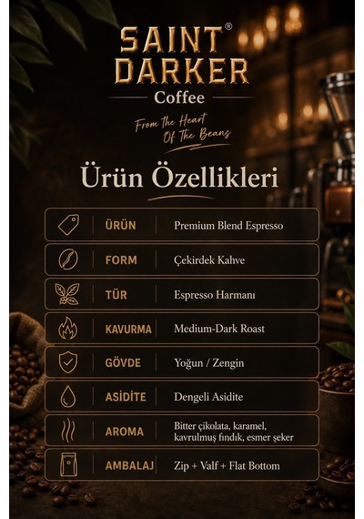 Saint Darker Premium Espresso Çekirdek Kahve 1 KG