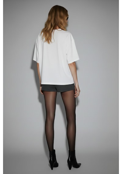 Soft&Basic Kadın 2'li %100 Organik Pamuk Oversize Fit Basic Yuvarlak Yaka T-shirt Beyaz-kahverengi