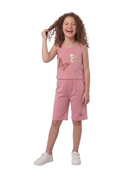 New Kids Kelebek Baskılı Şortta Kelebek Gks Yaldız Detaylı. Kız Çocuk Takım-91182 Gül Kurusu New Kids Kelebek Baskılı Şortta Kelebek Gks Yaldız Detaylı. Kız Çocuk Takım-91182 Gül Kurusu