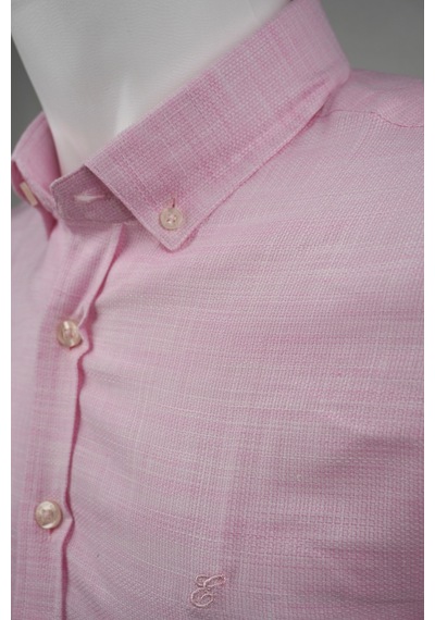 Elitpark %100 Pamuk Cepsiz Regular Fit Pembe Erkek Gömlek