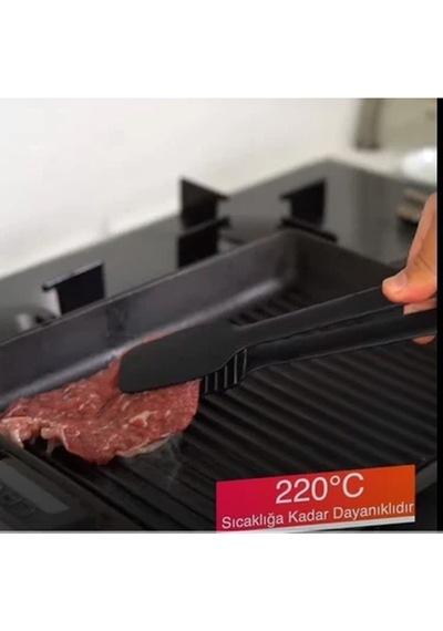 Yanmaz Yapışmaz Servis Ve Izgara Barbekü Maşası Plastik Siyah