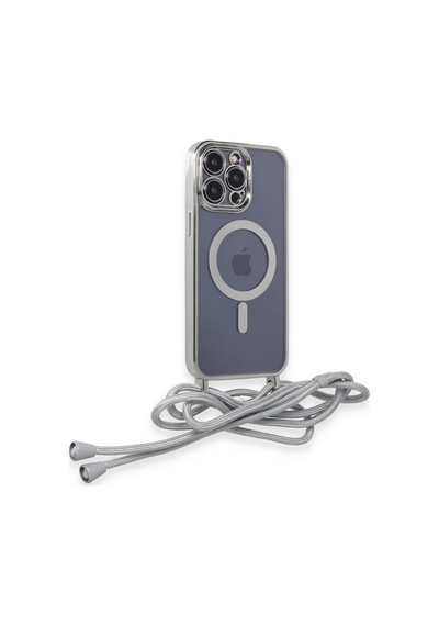 Apple iPhone Uyumlu 13 Pro Kılıf Divo Lazer Askılı Magsafe Kapak - Gümüş Bz8683140590734