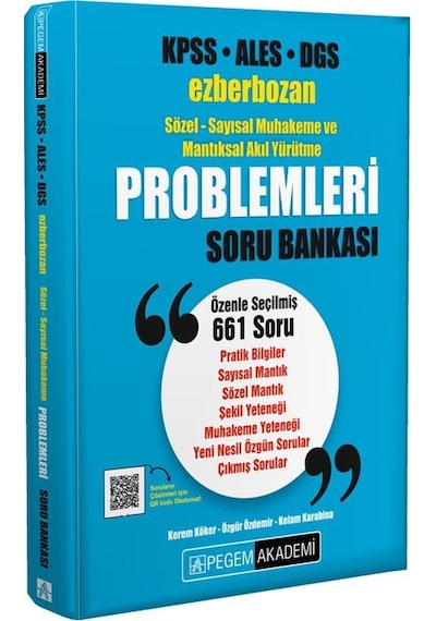 Pegem Yayınları 2023 KPSS ALES DGS Ezberbozan Sözel - Sayısal Muhakeme ve Mantıksal Akıl Yürütme Problemleri Soru Bankası