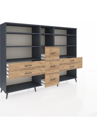 Hyperion Dolap 8 Raflı 7 Çekmeceli 220x44x163 Antrasit-antrasit/ Antrasit-antrasit/çam Hyperion Dolap 8 Raflı 7 Çekmeceli 220x44x163 Antrasit-antrasit/ Antrasit-antrasit/çam