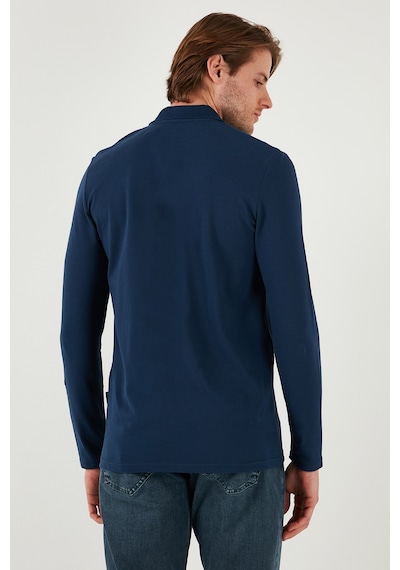 Buratti Pamuklu Slim Fit Yarım Fermuarlı Polo Yaka Erkek Sweat 5903010 Indigo
