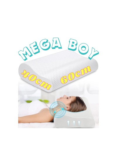 Ortopedik Yastık Visko 60x40cm Boyun Fıtığı Boyun Düzleşmesi Boyun Agrısı Desteklı Visko Ortopedik Beyaz