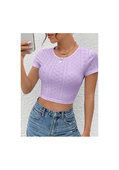 Hımmelduf Lila Belden Bağlamalı Kısa Kollu Crop Bluz LİLA