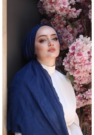 Bambu Kraş Şal Lacivert 194 Çok Renkli