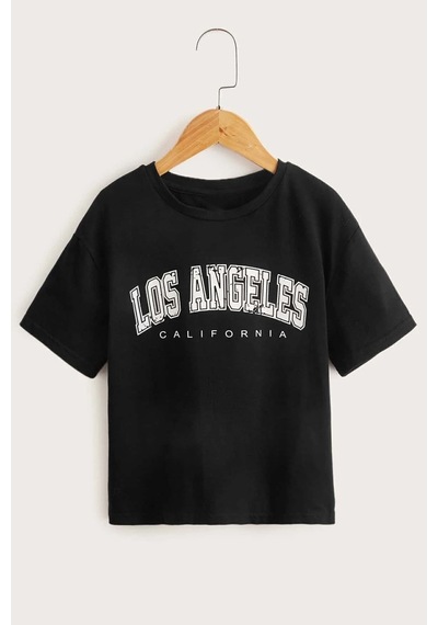 Uyguntarz Çocuk Los Angeles Pamuklu T-shirt Siyah
