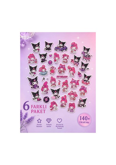 Kuromi -my Melodi Karakterli Sticker Çıkartma Seti - 6 Farklı Model Diğer