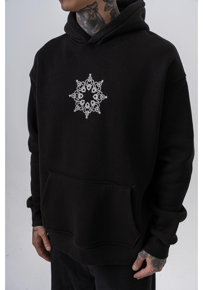 Respire Erkek Itsbyzey Nakışlı Kapüşonlu Oversize Hoodie Siyah