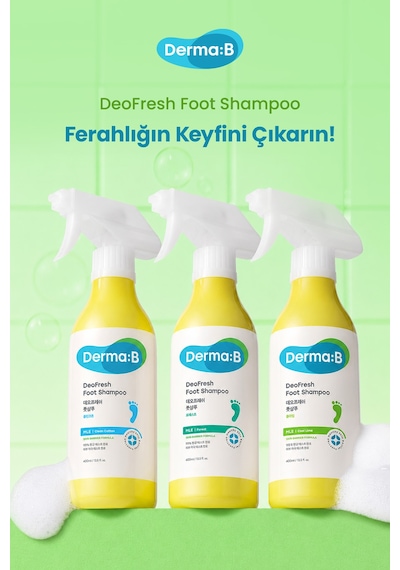 Kötü Koku Karşıtı, Nemlendirici Ve Serinletici Ayak Şampuanı Derma:b Deofresh Foot Shampoo Lime