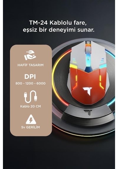 Torima TM-24 Oyuncu Mouse RGB Aydınlatma Kablolu Gaming Mouse