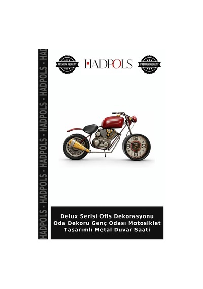 Delux Serisi Ofis Dekorasyonu Oda Dekoru Genç Odası Motosiklet Tasarımlı Metal Duvar Saati