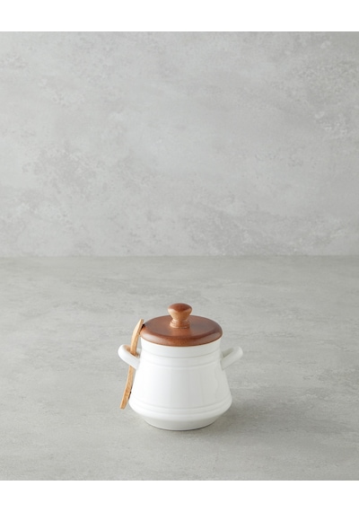 Vina Dolomite Kaşıklı Kavanoz 11 Cm Beyaz